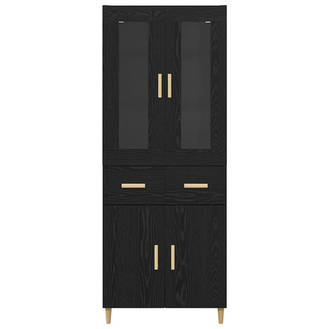 vidaXL Highboard Wall-mounted 2 pcs Black Oak Engineered Wood