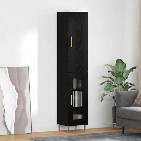 vidaXL Highboard Black Oak 34.5 x 34 x 180 cm Engineered Wood