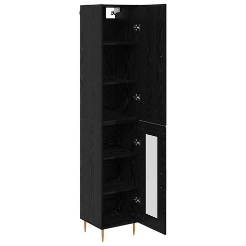 vidaXL Highboard Black Oak 34.5 x 34 x 180 cm Engineered Wood