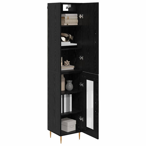 vidaXL Highboard Black Oak 34.5 x 34 x 180 cm Engineered Wood