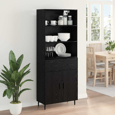 vidaXL Highboard 2 pcs Black Oak 69.5 x 34 x 180 cm Engineered Wood