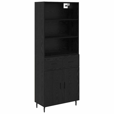 vidaXL Highboard 2 pcs Black Oak 69.5 x 34 x 180 cm Engineered Wood