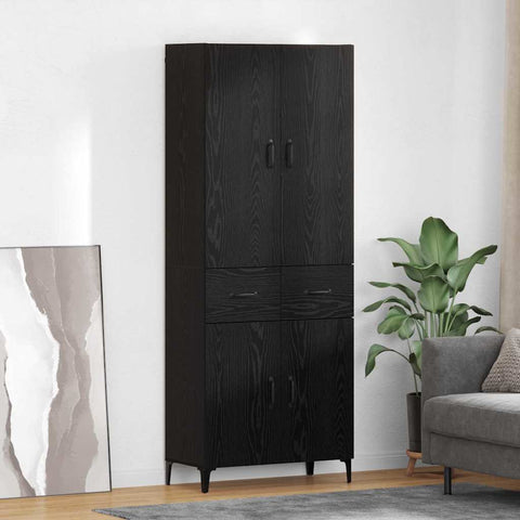 vidaXL Highboard Black Oak 69.5 x 34 x 180 cm Engineered Wood