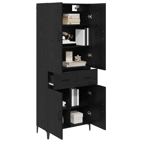vidaXL Highboard Black Oak 69.5 x 34 x 180 cm Engineered Wood