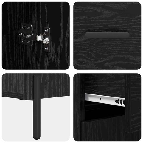 vidaXL Highboard 2 pcs Black Oak 69.5 x 34 x 180 cm Engineered Wood