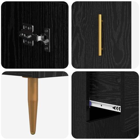 vidaXL Highboard Black Oak 69.5 x 34 x 180 cm Engineered Wood