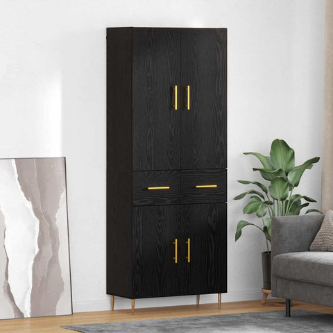 vidaXL Highboard Black Oak 69.5 x 34 x 180 cm Engineered Wood