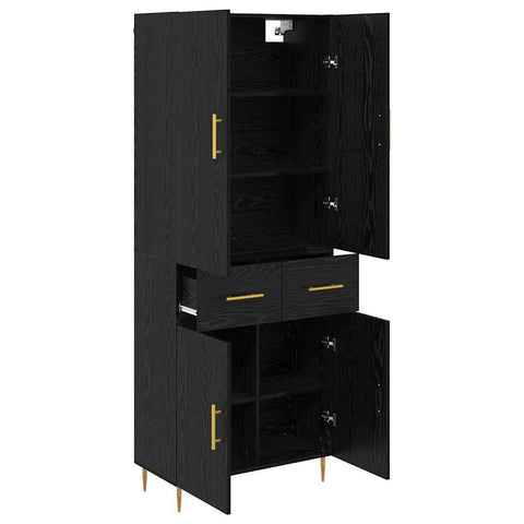 vidaXL Highboard Black Oak 69.5 x 34 x 180 cm Engineered Wood