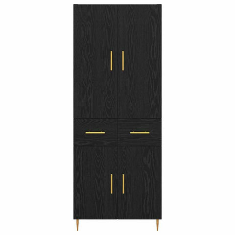 vidaXL Highboard Black Oak 69.5 x 34 x 180 cm Engineered Wood
