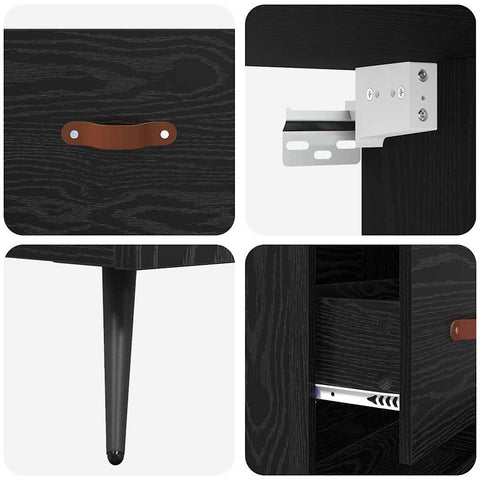 vidaXL Highboard 2 pcs Black oak 69.5 x 34 x 180 cm Engineered Wood