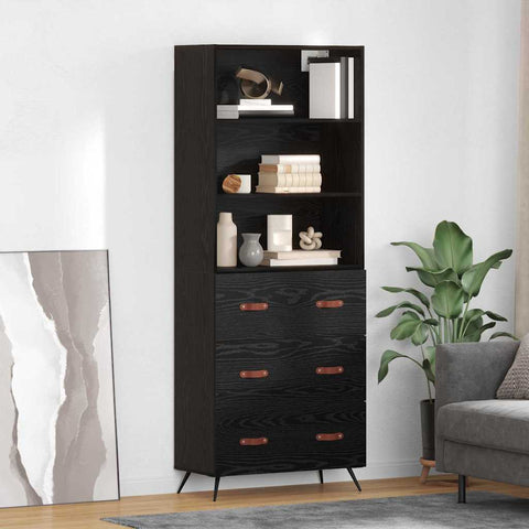 vidaXL Highboard 2 pcs Black oak 69.5 x 34 x 180 cm Engineered Wood