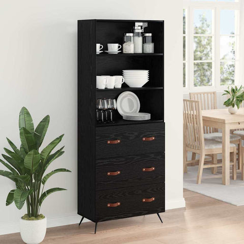 vidaXL Highboard 2 pcs Black oak 69.5 x 34 x 180 cm Engineered Wood