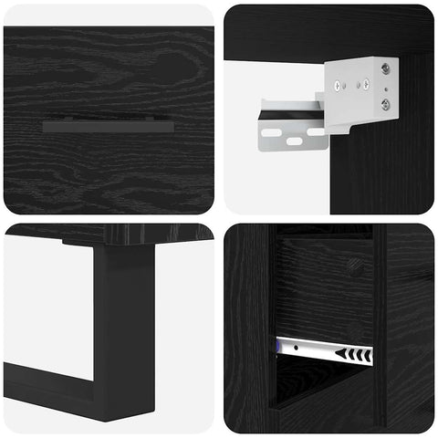 vidaXL Highboard Wall-mounted 2 pcs Black Oak Engineered Wood
