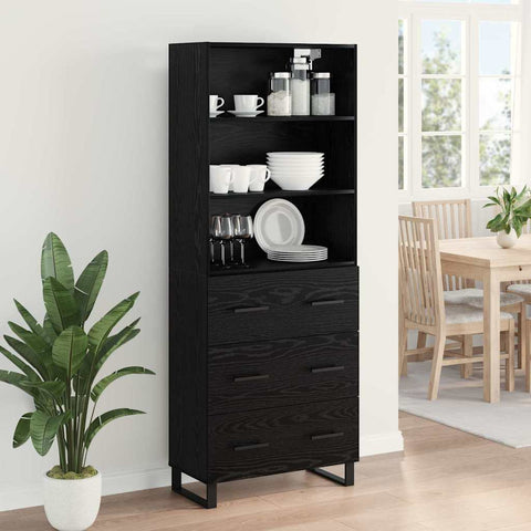 vidaXL Highboard Wall-mounted 2 pcs Black Oak Engineered Wood