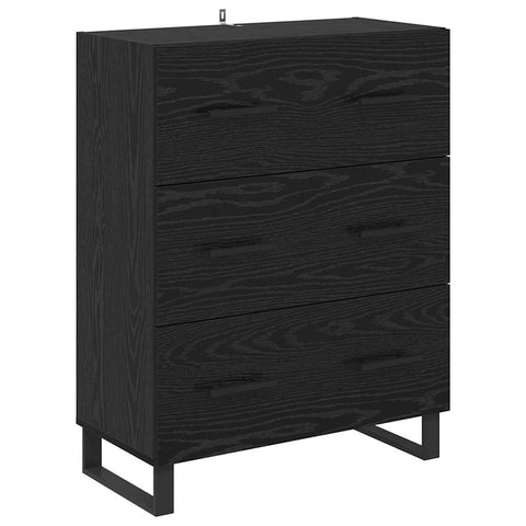 vidaXL Highboard Wall-mounted 2 pcs Black Oak Engineered Wood