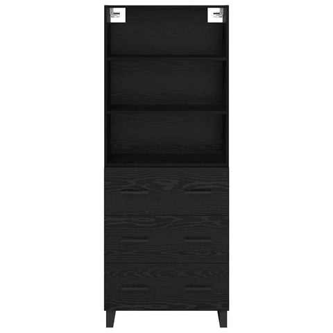 vidaXL Highboard Wall-mounted 2 pcs Black Oak Engineered Wood