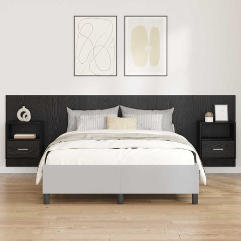 vidaXL Bed Headboard with Cabinets 3 pcs Black Oak Engineered Wood