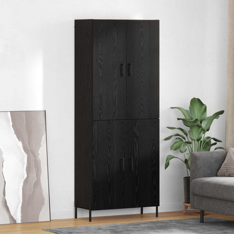 vidaXL Highboard Black Oak 69.5 x 34 x 180 cm Engineered Wood