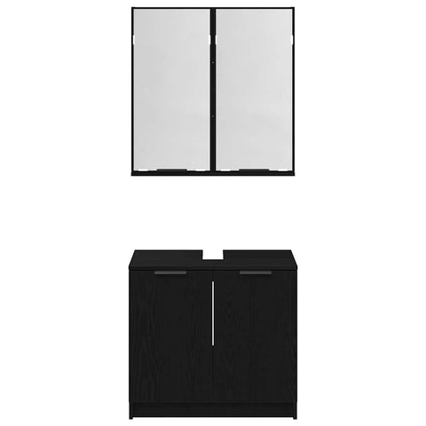 vidaXL Bathroom Cabinet Set with Shelf 2 pcs Black Oak Engineered Wood