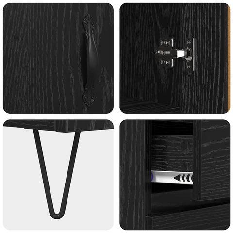 vidaXL Highboard Black Oak 69.5 x 34 x 180 cm Engineered Wood