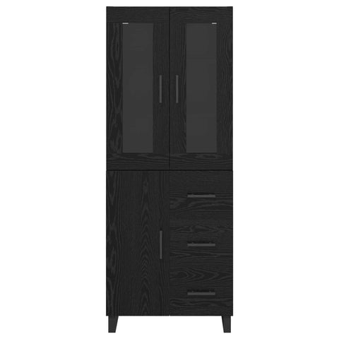 vidaXL Highboard Black Oak 69.5 x 34 x 180 cm Engineered Wood