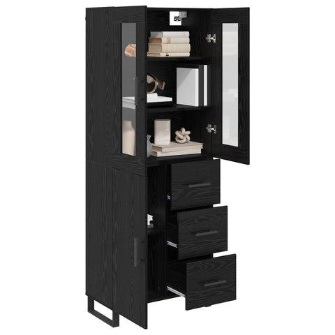 vidaXL Highboard Black Oak 69.5 x 34 x 180 cm Engineered Wood