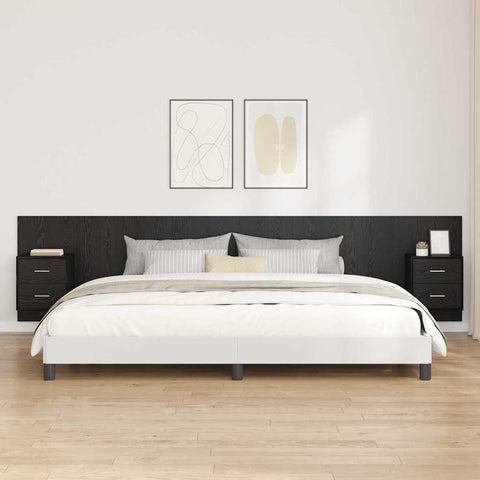 vidaXL Headboard with Cabinet with Drawer Black Oak 337 x 32.5 x 80 cm