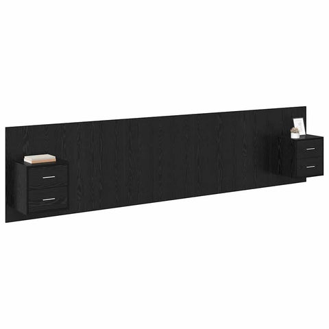 vidaXL Headboard with Cabinet with Drawer Black Oak 337 x 32.5 x 80 cm