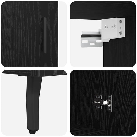 vidaXL Highboard 2 pcs Black Oak 69.5 x 34 x 180 cm Engineered Wood