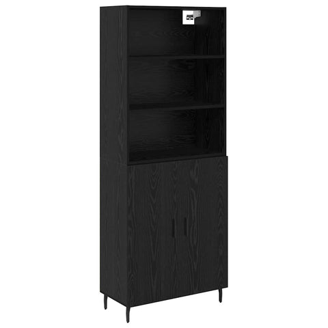 vidaXL Highboard 2 pcs Black Oak 69.5 x 34 x 180 cm Engineered Wood
