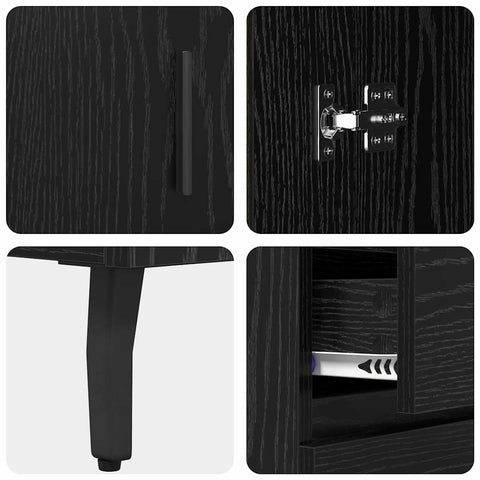 vidaXL Highboard 2 pcs Black Oak 69.5 x 34 x 180 cm Engineered Wood