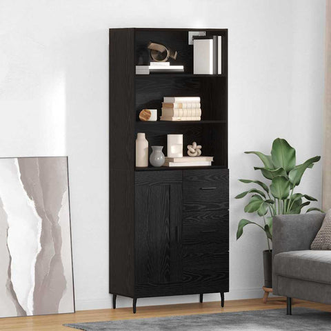 vidaXL Highboard 2 pcs Black Oak 69.5 x 34 x 180 cm Engineered Wood