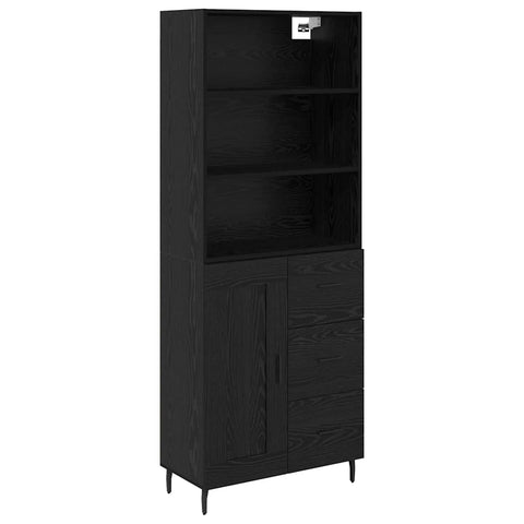 vidaXL Highboard 2 pcs Black Oak 69.5 x 34 x 180 cm Engineered Wood