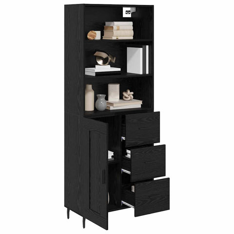 vidaXL Highboard 2 pcs Black Oak 69.5 x 34 x 180 cm Engineered Wood