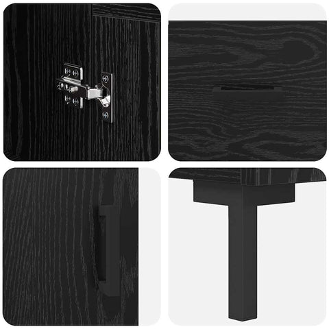 vidaXL Highboard Black Oak 34.5 x 34 x 180 cm Engineered Wood