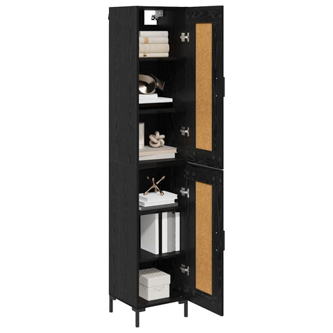 vidaXL Highboard Black Oak 34.5 x 34 x 180 cm Engineered Wood