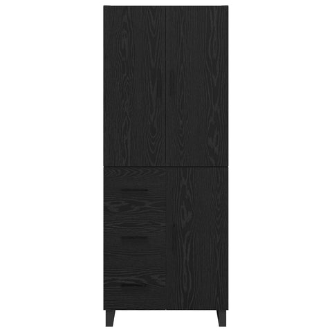 vidaXL Highboard with Drawer 2 pcs Black Oak Engineered Wood and Glass