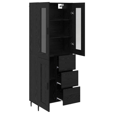 vidaXL Highboard Black Oak 69.5 x 34 x 180 cm Engineered Wood