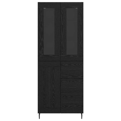 vidaXL Highboard Black Oak 69.5 x 34 x 180 cm Engineered Wood