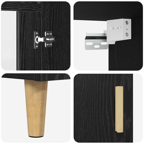 vidaXL Highboard Wall-mounted 2 pcs Black Oak Engineered Wood