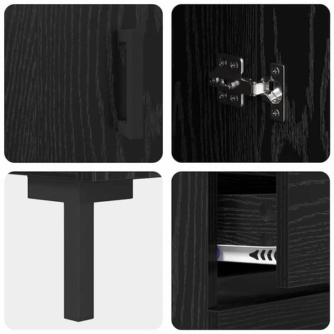 vidaXL Highboard Black Oak 69.5 x 34 x 180 cm Engineered Wood