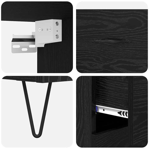 vidaXL Highboard Wall-mounted 2 pcs Black Oak Engineered Wood