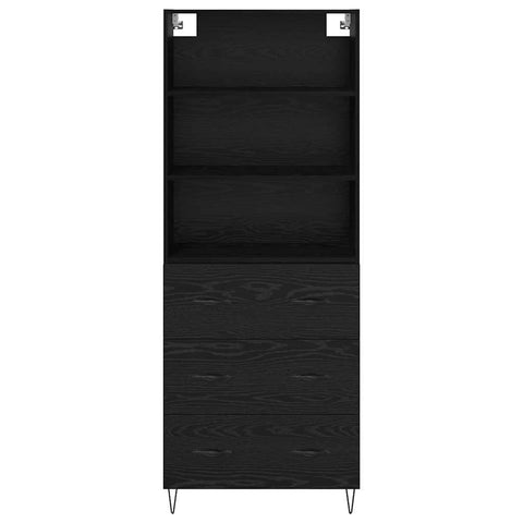 vidaXL Highboard Wall-mounted 2 pcs Black Oak Engineered Wood