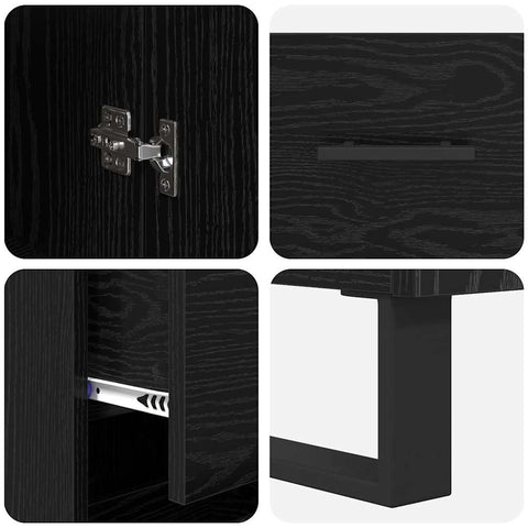vidaXL Highboard Black Oak 34.5 x 34 x 180 cm Engineered Wood
