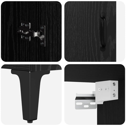 vidaXL Highboard Black Oak 69.5 x 34 x 180 cm Engineered Wood