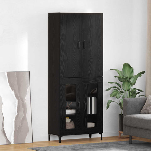 vidaXL Highboard Black Oak 69.5 x 34 x 180 cm Engineered Wood
