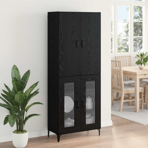 vidaXL Highboard Black Oak 69.5 x 34 x 180 cm Engineered Wood