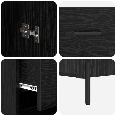 vidaXL Highboard Black Oak 34.5 x 34 x 180 cm Engineered Wood