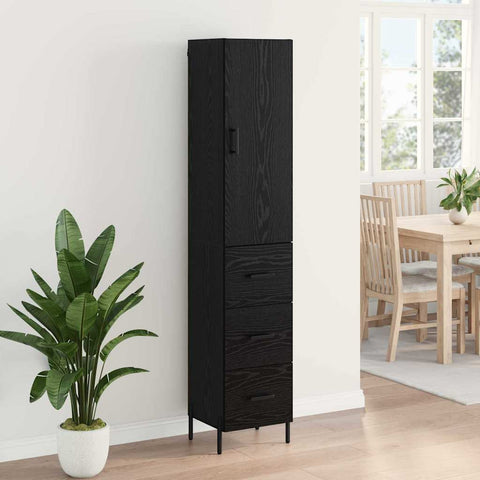 vidaXL Highboard Black Oak 34.5 x 34 x 180 cm Engineered Wood
