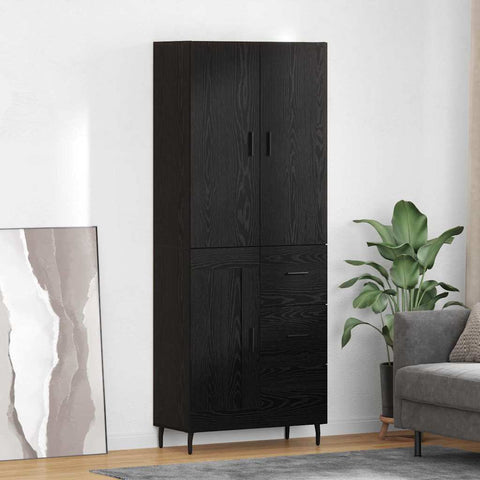 vidaXL Highboard 2 pcs Black oak 69.5 x 34 x 180 cm Engineered Wood